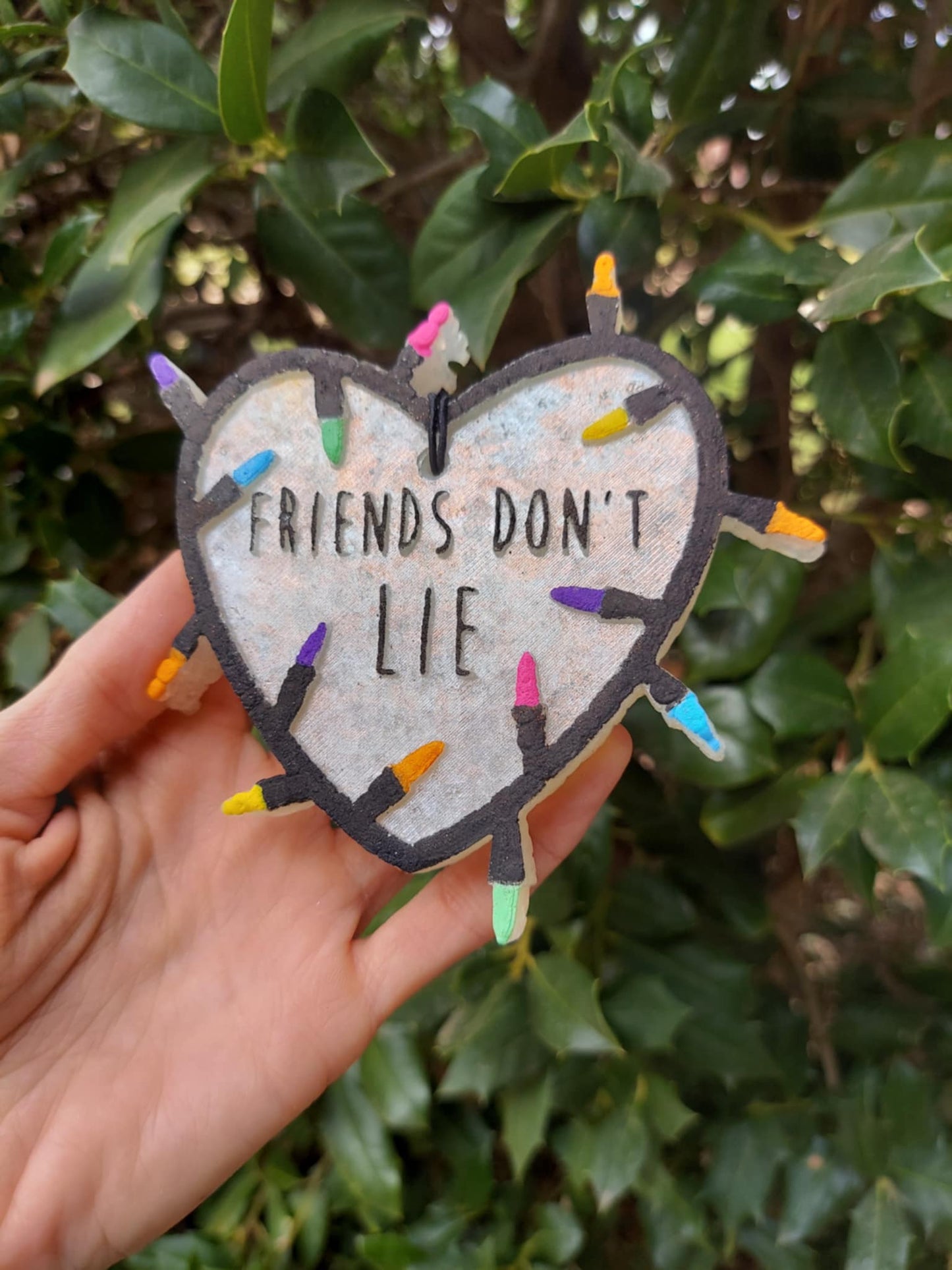 Friends Don't Lie Heart With Lights Freshie