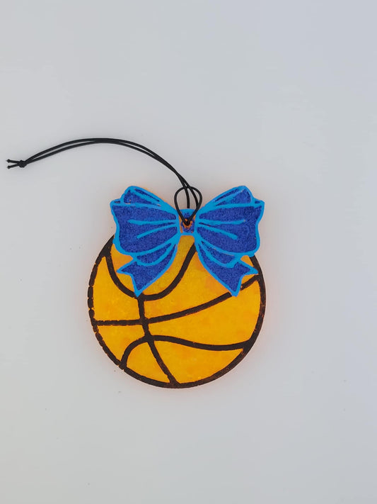 Basketball With Dark Blue Bow Light Blue Trim