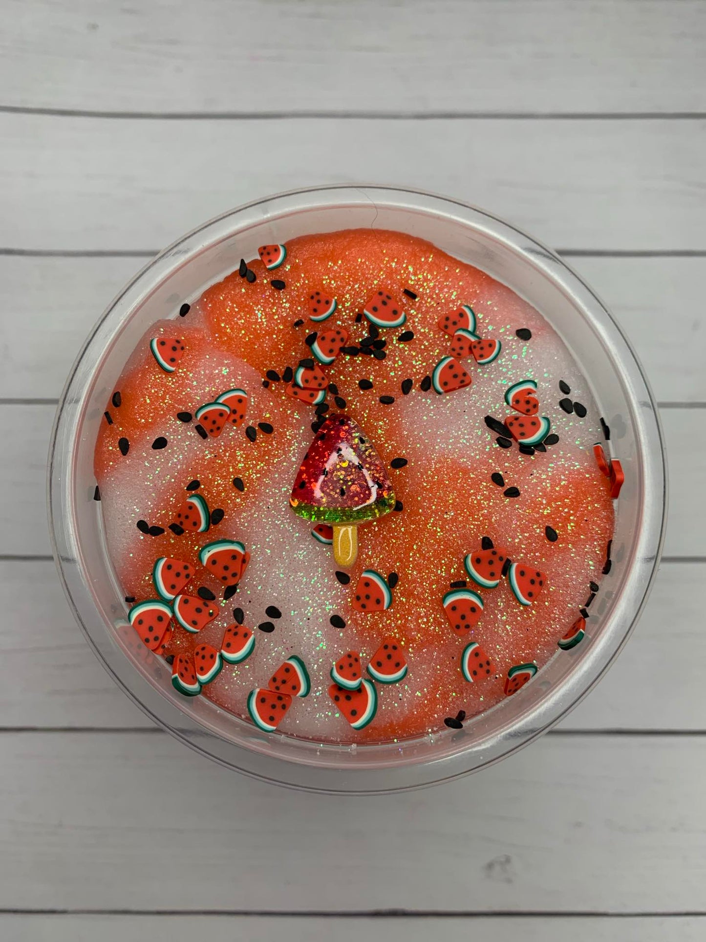 Watermelon Theme Slime With Charm in Boba Container