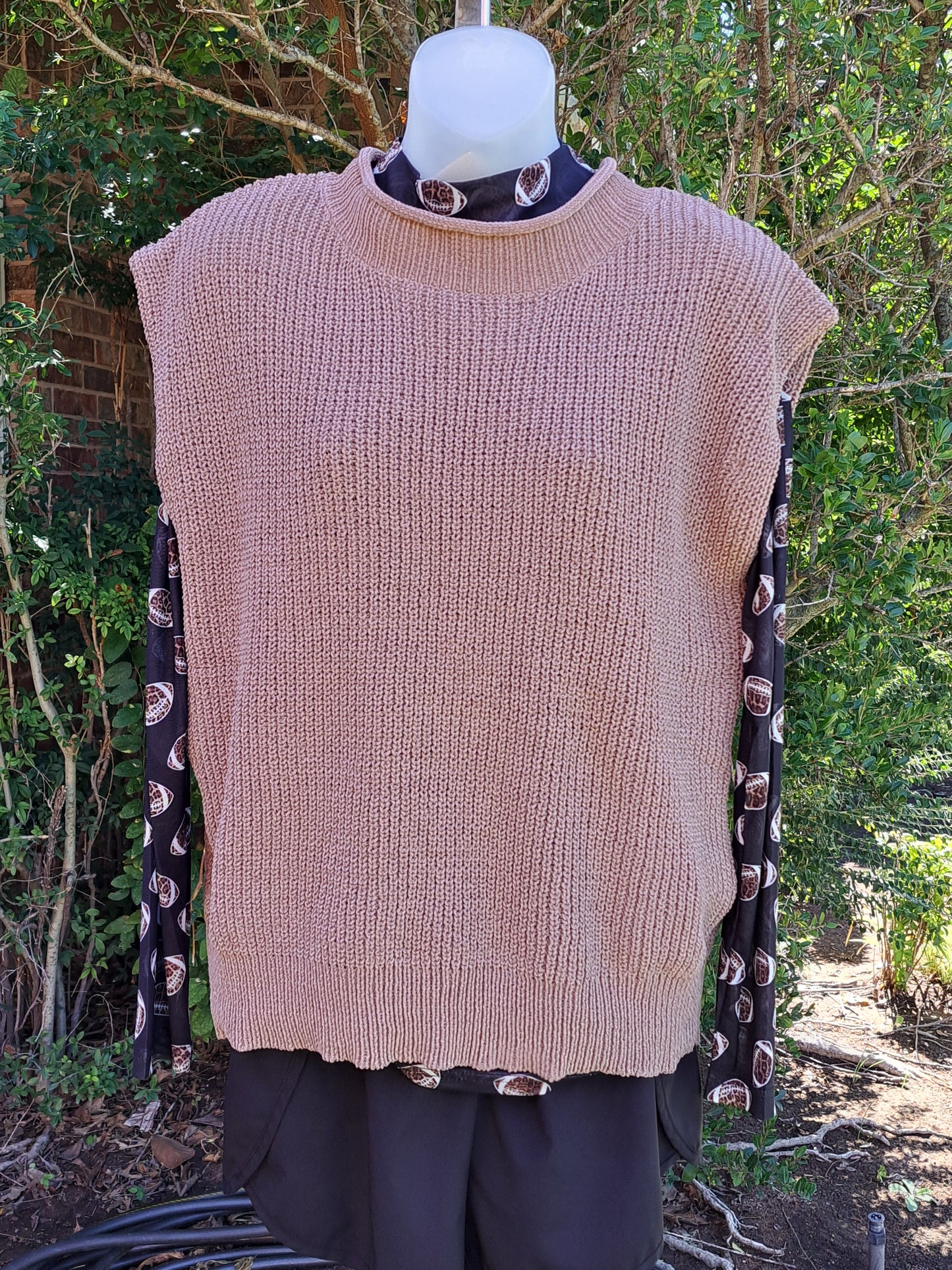 Oversized Soft Knit Brown Sweater Vest Top