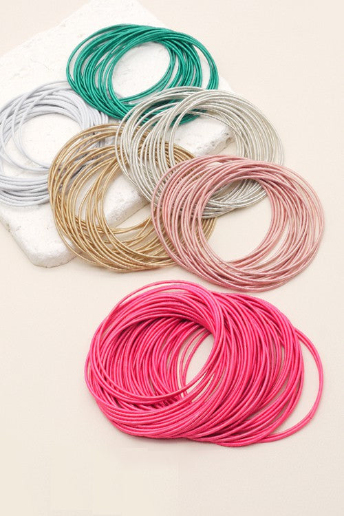 Thin Guitar String Bracelets - HOT PINK - 20 pcs set