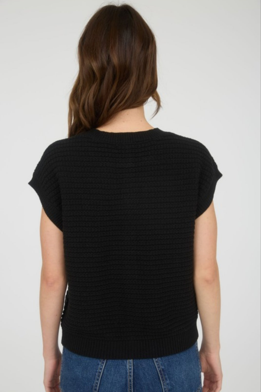 Button Down Black Knit Cardigan Vest S M L