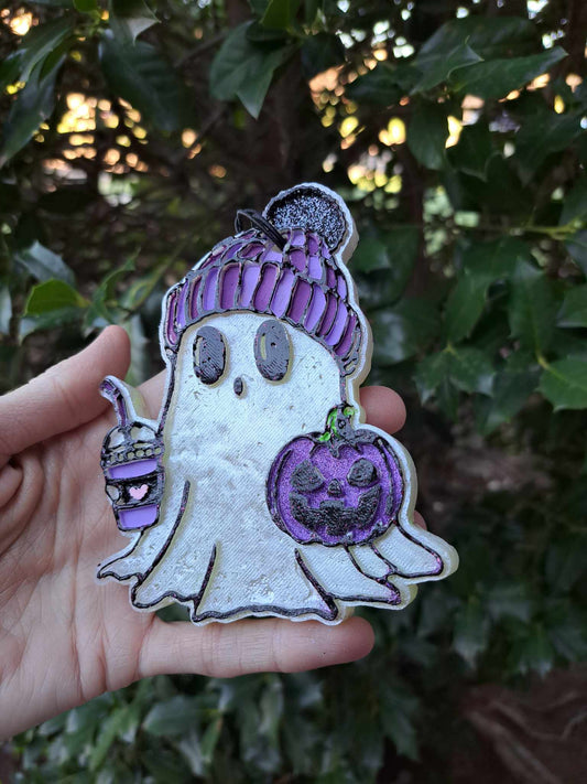 Chillin' Ghost With Purple Hat Freshie - Air Freshener