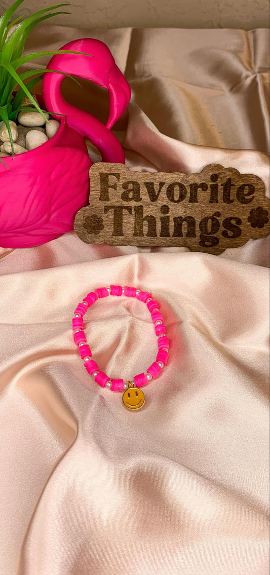 Bead Bracelet With Smiley Face Charm