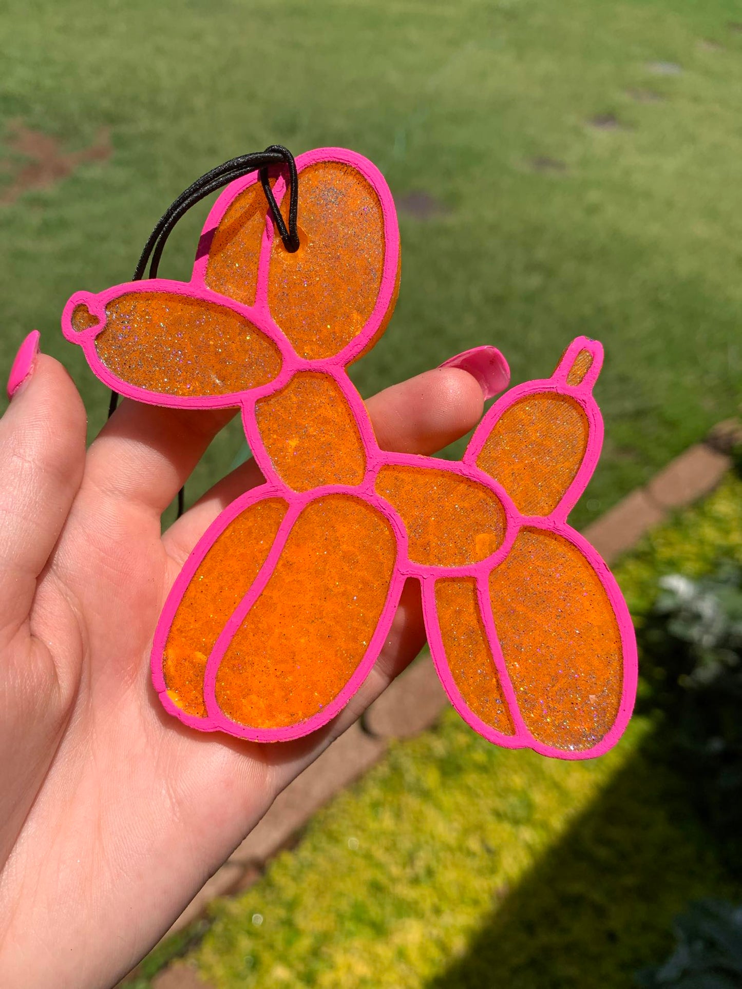 Balloon Dog Freshie - Orange With Pink Trim