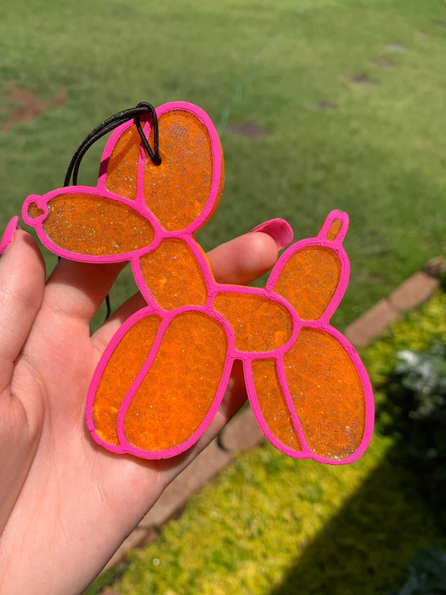 Balloon Dog Freshie - Orange With Pink Trim