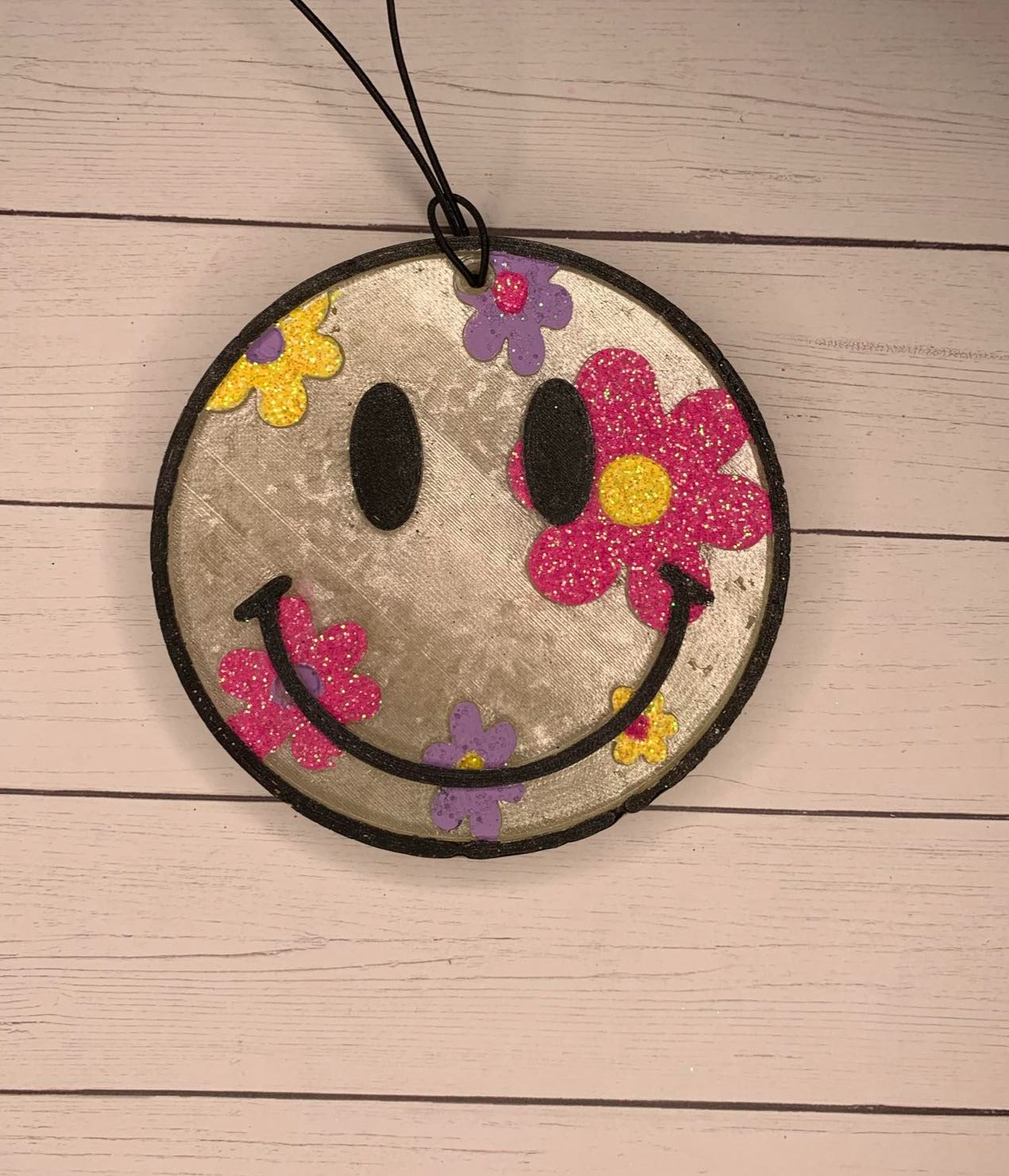 Smiley Face Freshie - Pink/Yellow/Purple Flowers