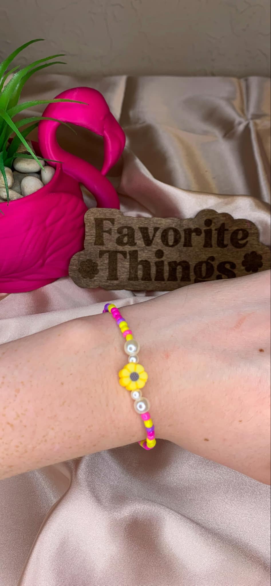 Bead Bracelet With Sunflower Charm