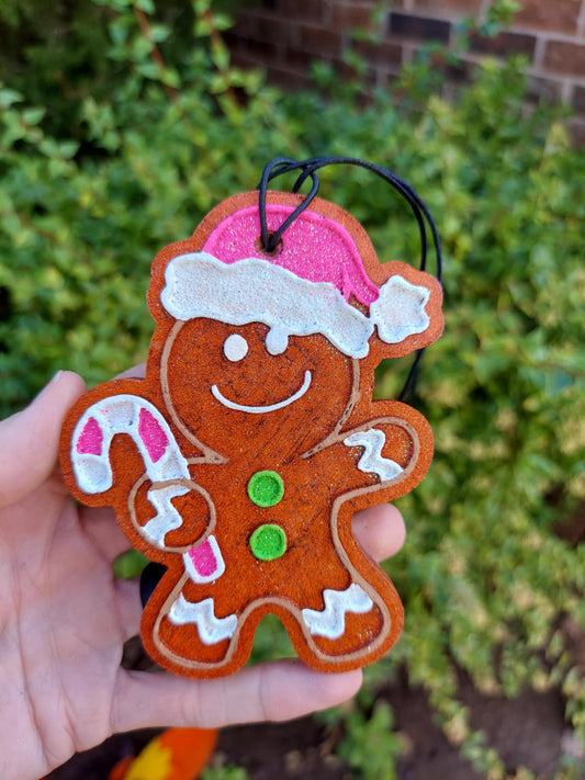 Gingerbread Man In Pink Hat Freshie