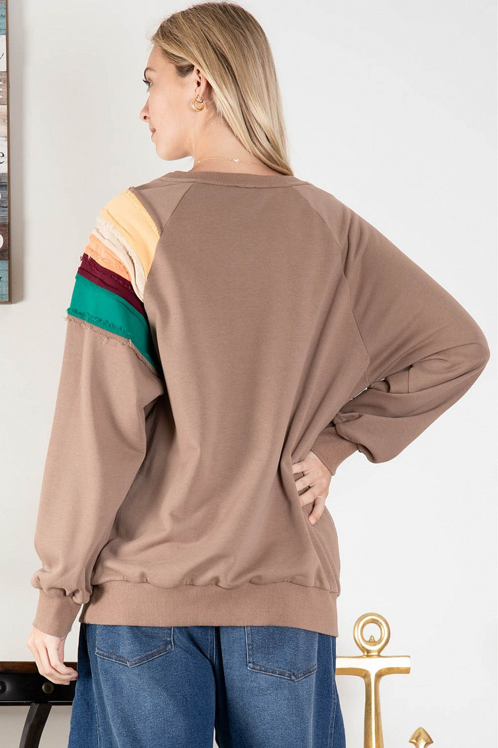 Mocha Fall Rainbow Sweatshirt Top