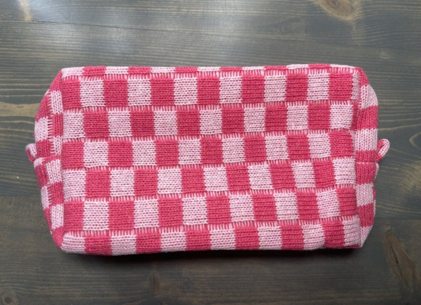 Checkered Cosmetic Bag - Pink