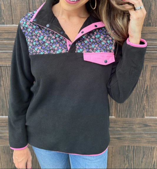 Black Fleece Lesly Floral Pullover S M L XL