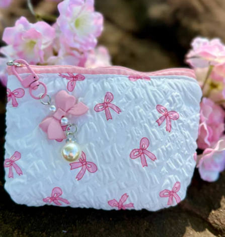 Croquette Coin Bag - Pink Bows with Charms