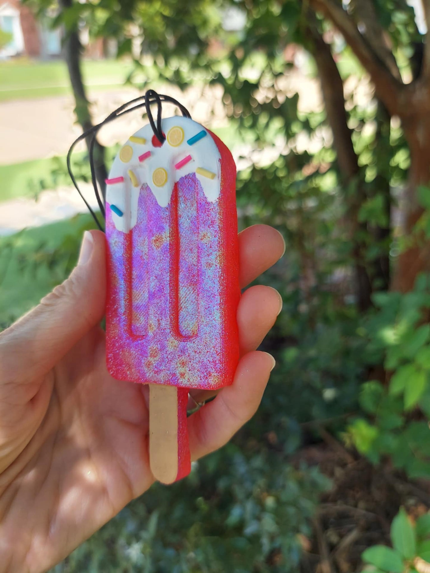 Popsicle Freshie - Pink/Orange Metallic With White Icing