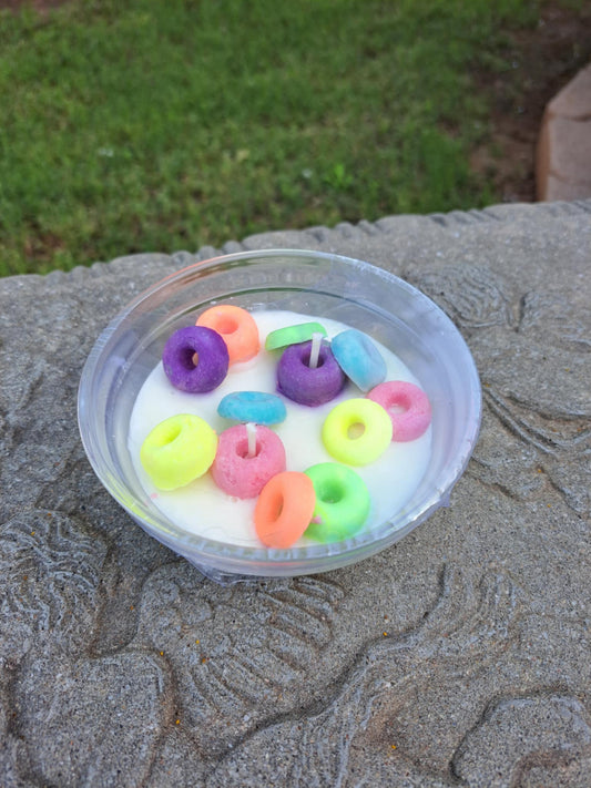 Fruit Loop Candle in Glass Cereal Bowl