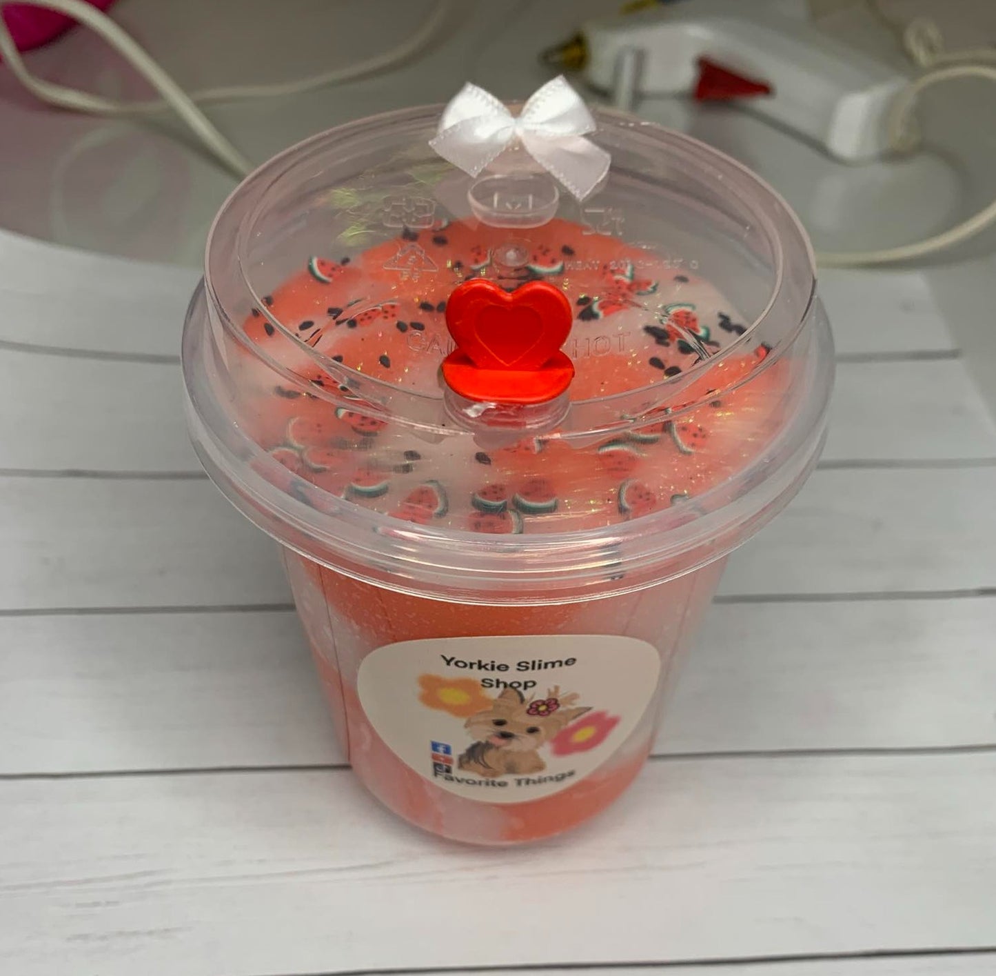 Watermelon Theme Slime With Charm in Boba Container