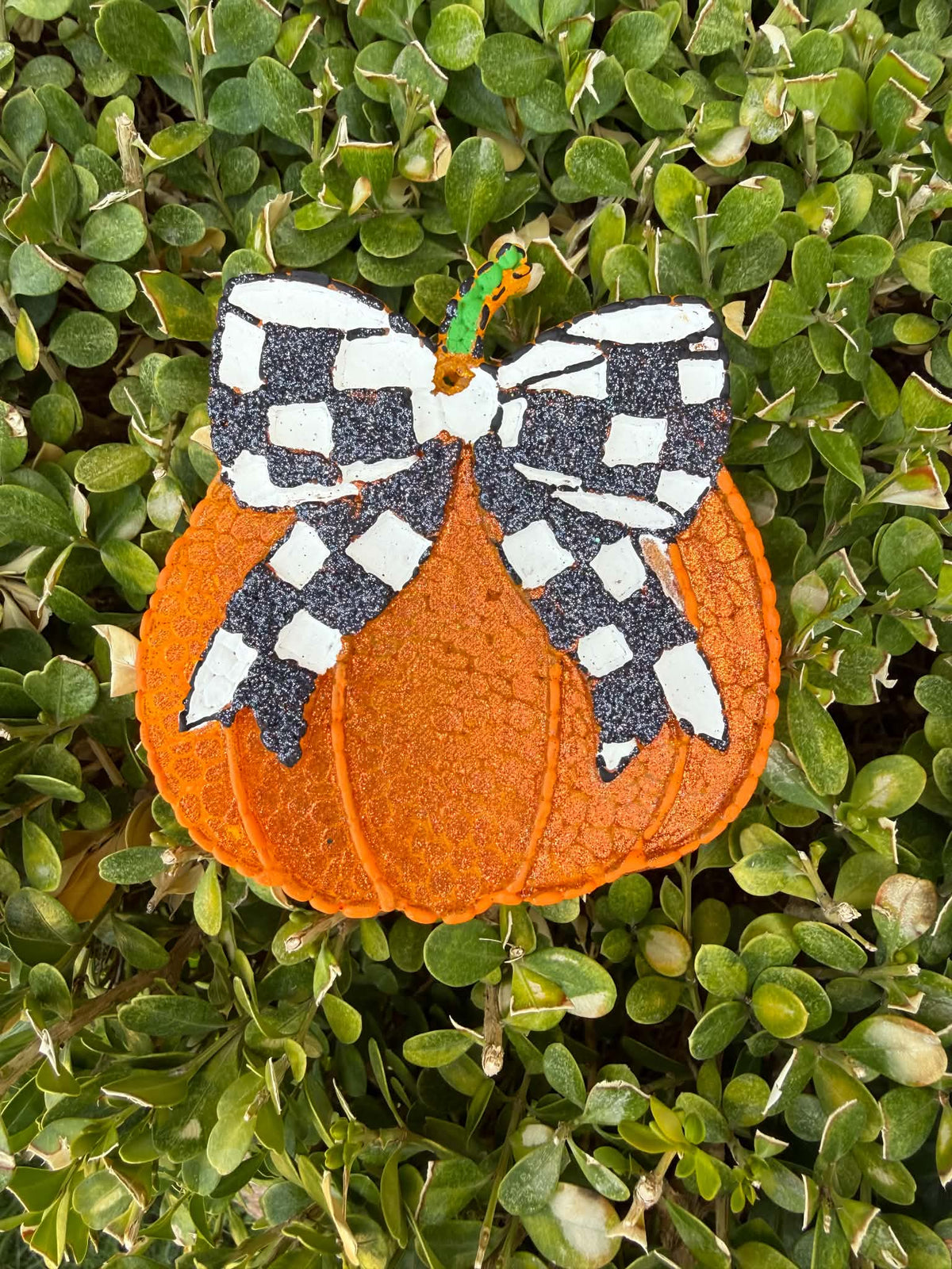 Orange Pumpkin with Checkered Bow Freshie