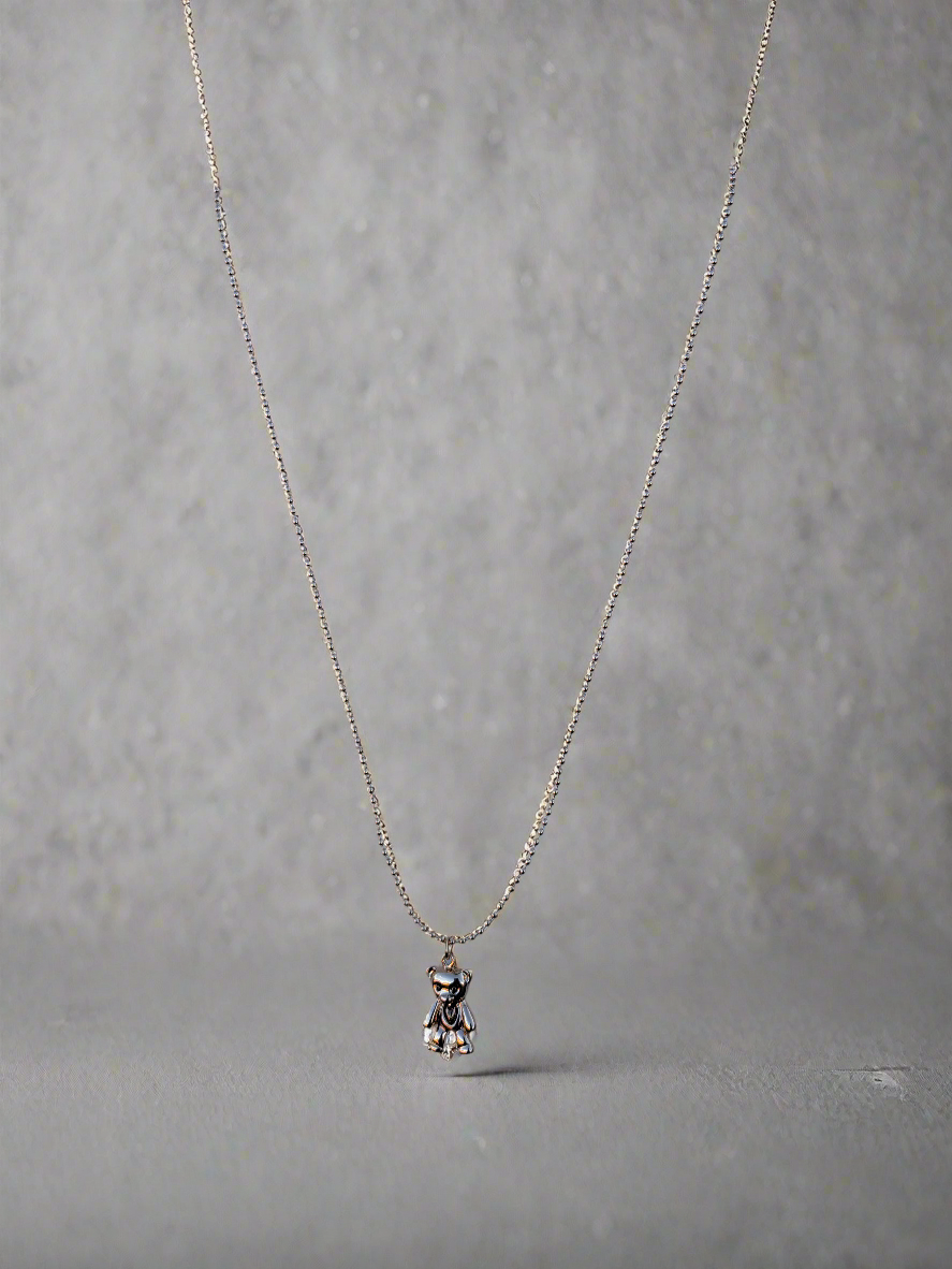 3D Bear Charm on Ball Chain Necklace