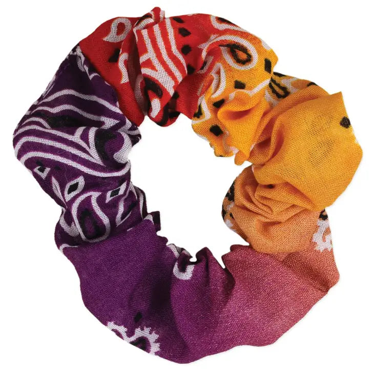 Ombre Tie Dye Vintage Print Bandana Scrunchie