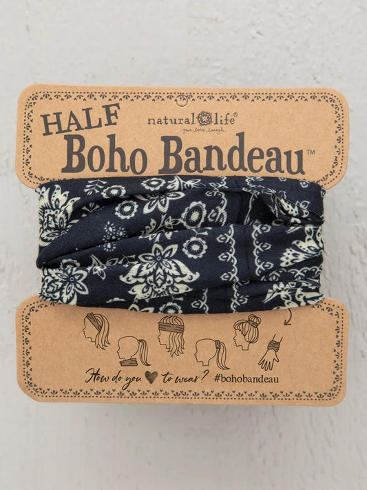 Half Boho Bandeau - Black Cream Mandala