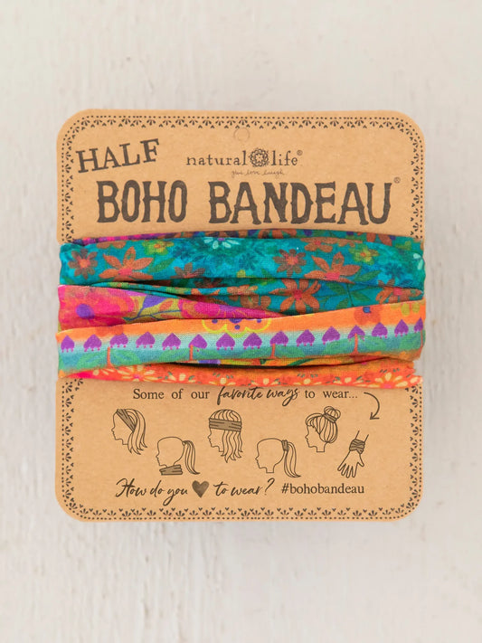 Half Boho Bandeau - Teal Mustard Fuchsia