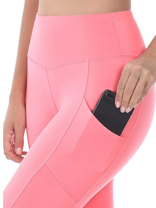 Black Brushed Microfiber Full Length Leggings with Hip Pocket