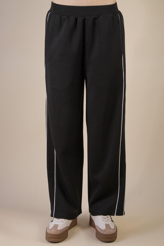 Black Wide Leg Knit Sweat Pants