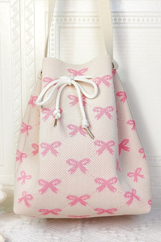 Bow Pattern Crossbody Bucket Bag