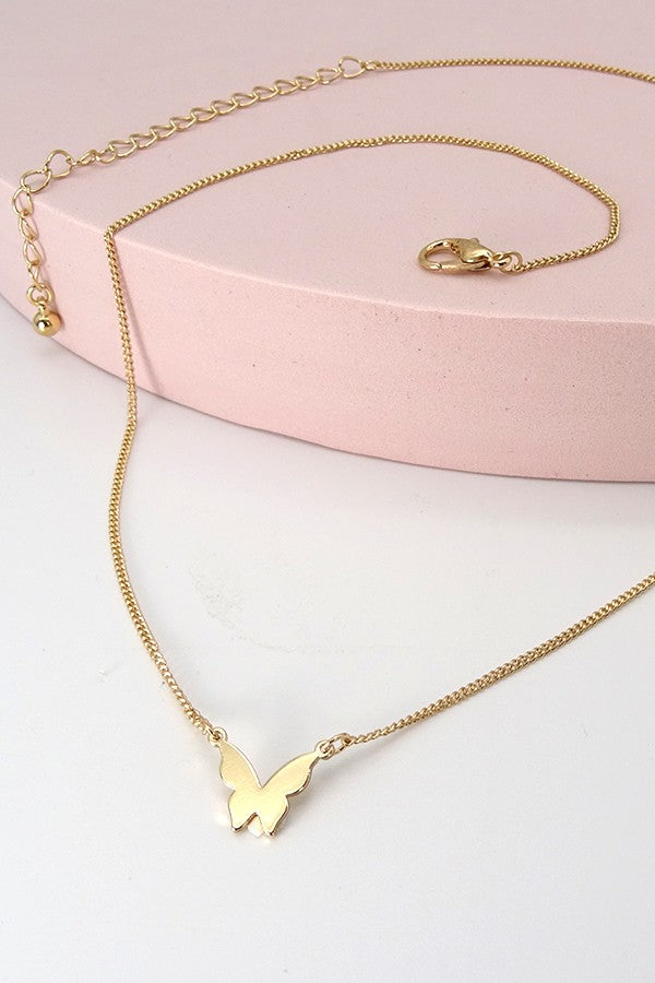 Mini Butterfly Pendant Necklace - Gold or Silver