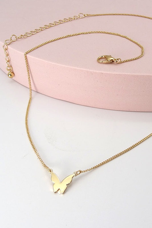 Mini Butterfly Pendant Necklace - Gold or Silver