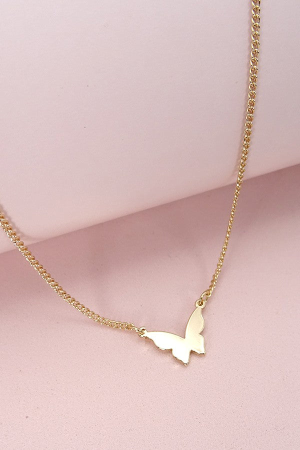 Mini Butterfly Pendant Necklace - Gold or Silver