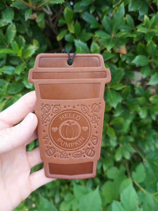 Leather Air Freshener - Hello Pumpkin