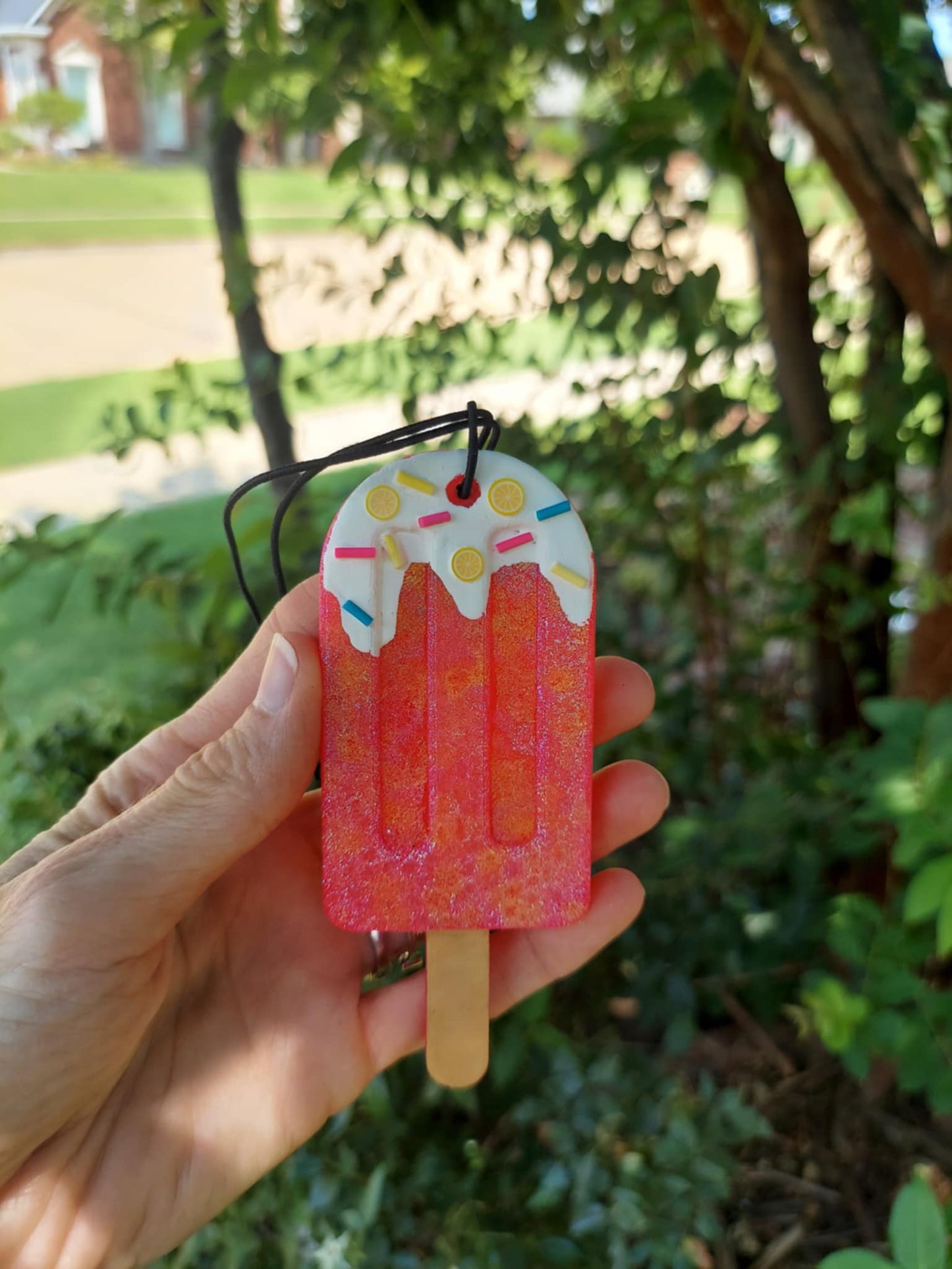 Popsicle Freshie - Pink/Orange Metallic With White Icing