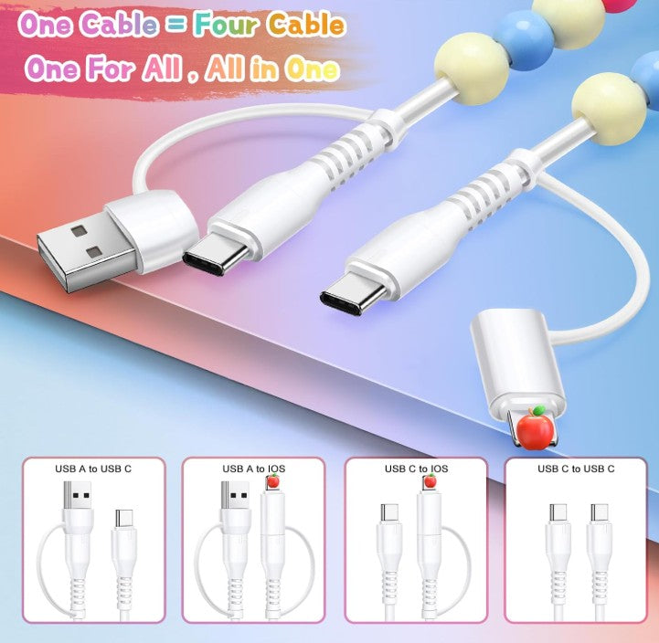 4 in 1 Updated Cheetah Beaded Phone Charger