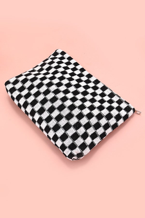 Checkered Travel Makeup Pouch - Travel Cosmetic