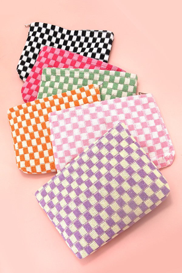 Checkered Travel Makeup Pouch - Travel Cosmetic