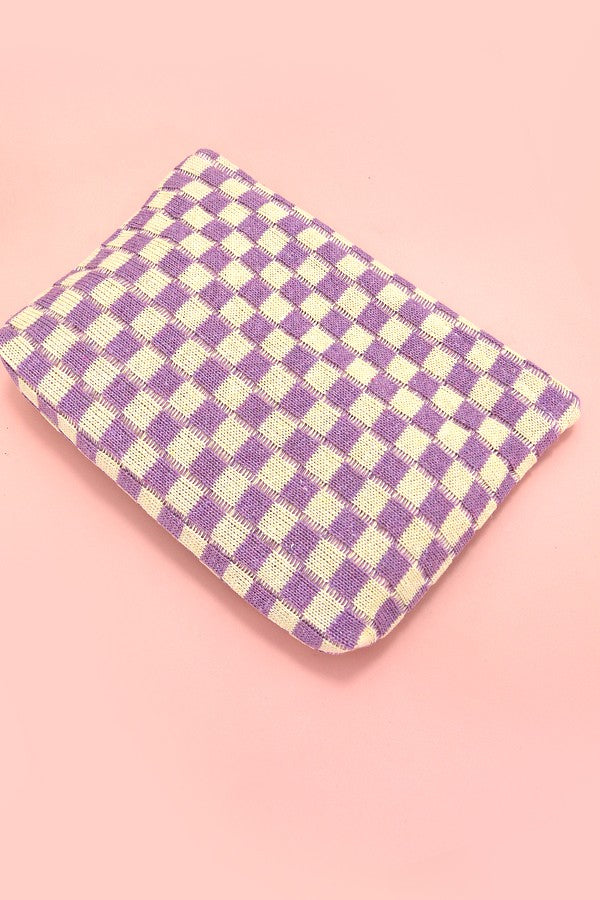 Checkered Travel Makeup Pouch - Travel Cosmetic