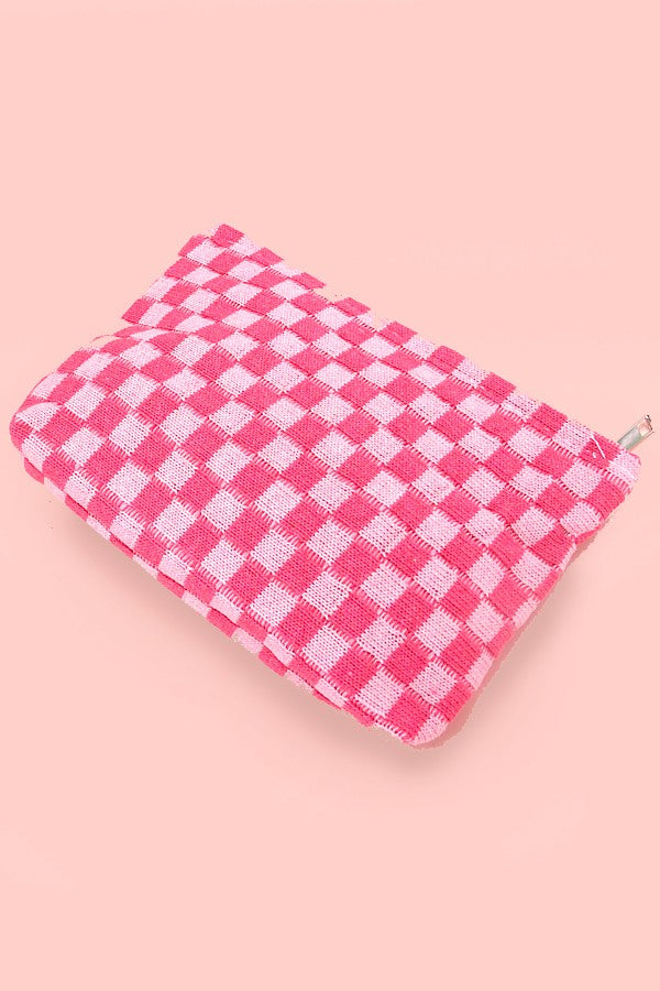 Checkered Travel Makeup Pouch - Travel Cosmetic