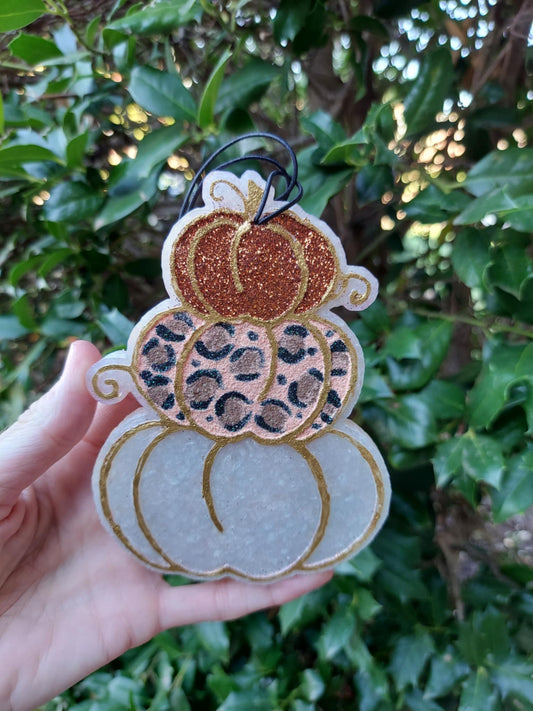 Pumpkin Stack Freshie - Air Freshener - White Leopard Gold