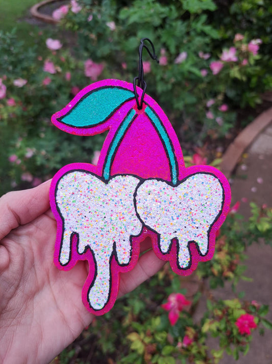 Cherry Drip Hot Pink with White Colorful Specks Freshie