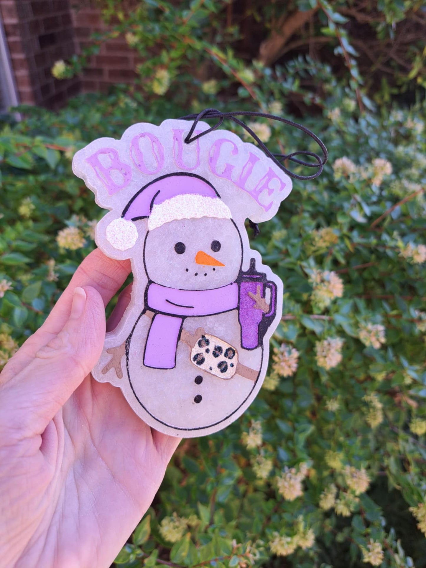 Bougie Snowman Freshie - Lilac With Leopard Belt Bag