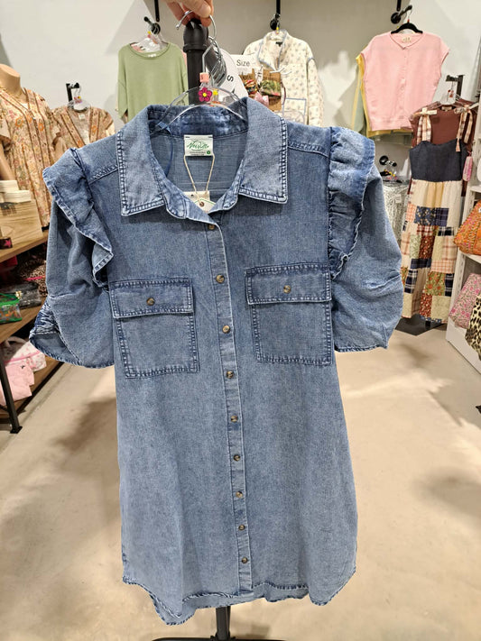 denim dress in a store