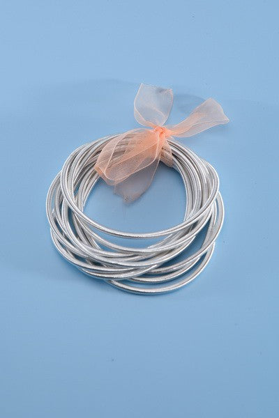 Thick Guitar String Bracelets - SILVER - 10 pcs SET