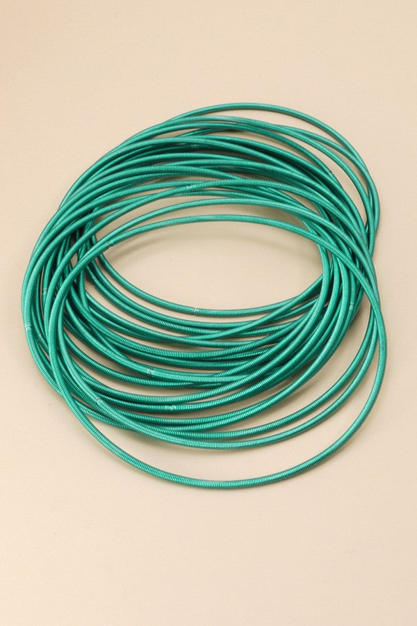 Thin Guitar String Bracelets - TEAL - 20pcs Set