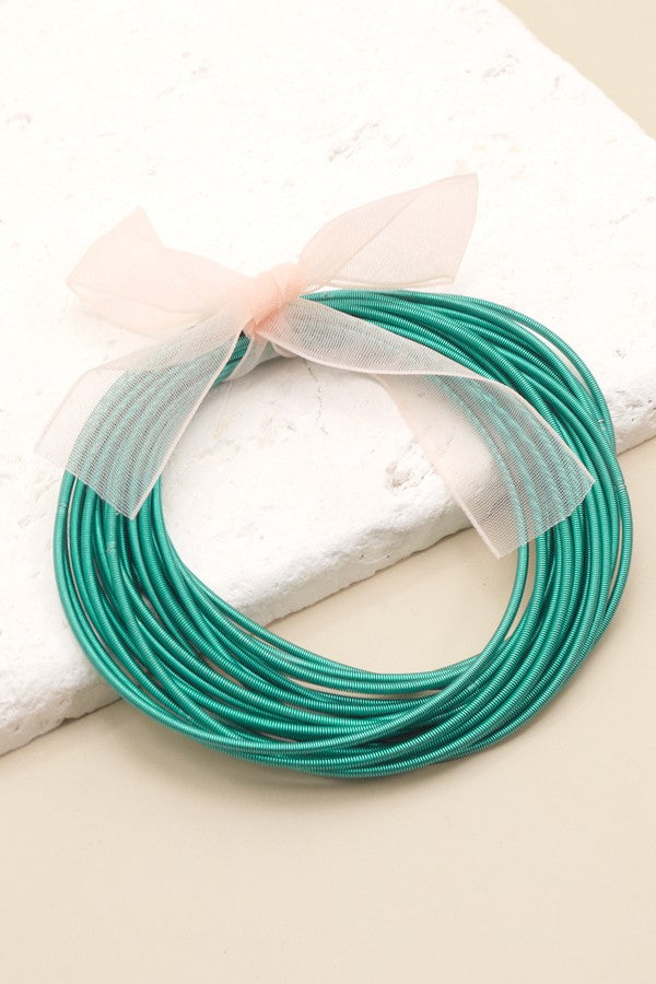 Thin Guitar String Bracelets - TEAL - 20pcs Set