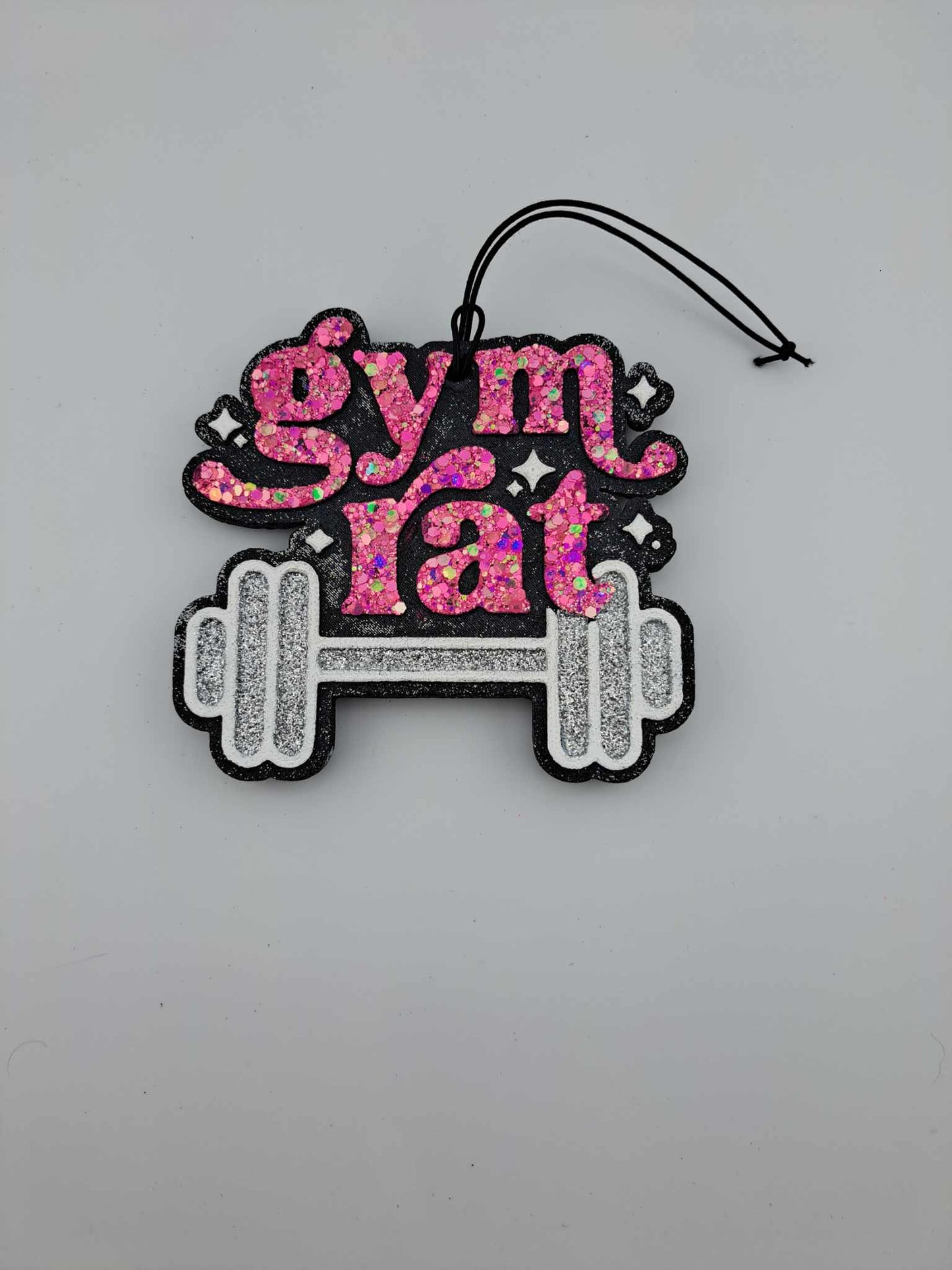 pink and silver gym rat freshieon white background