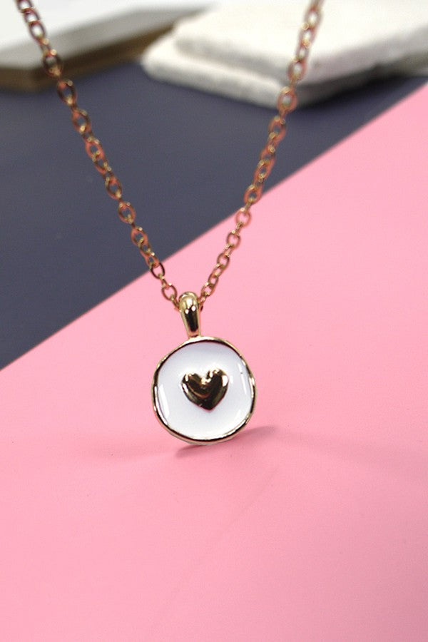 Necklace - Round Heart Pendant Necklace