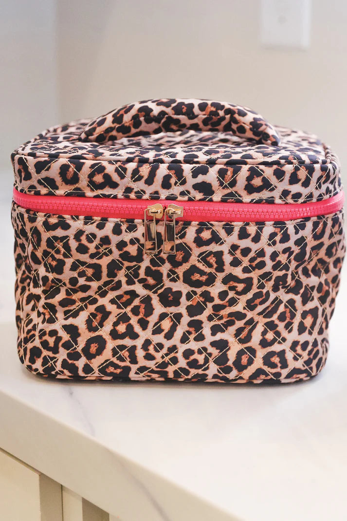 Jetsetter Leopard Quilted Cosmetic Bag