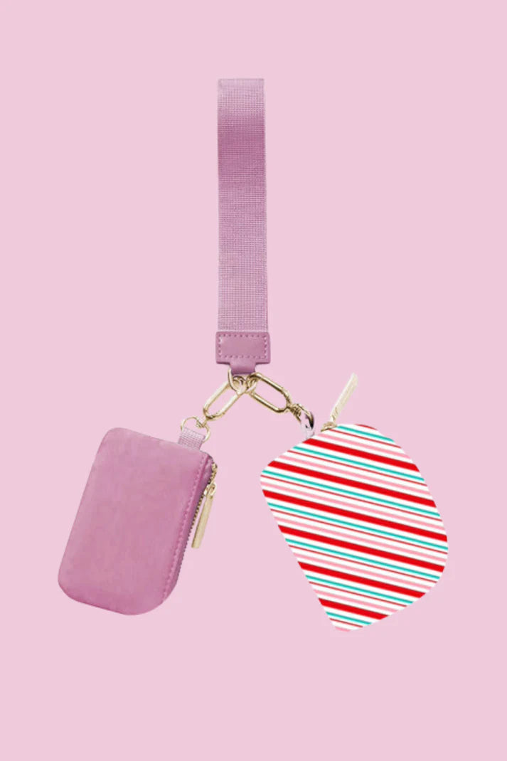 Dual Pouch Wristlet Keychain Wallet - Stripe
