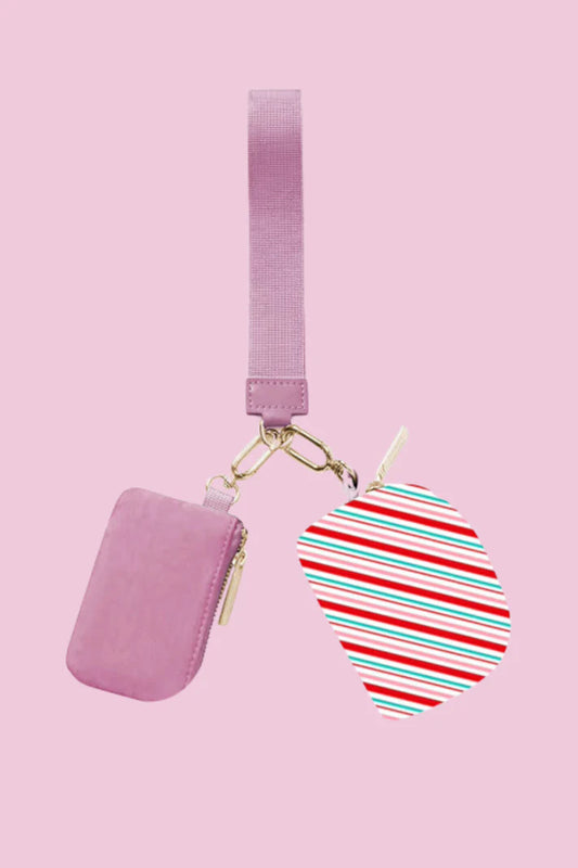 Dual Pouch Wristlet Keychain Wallet - Stripe